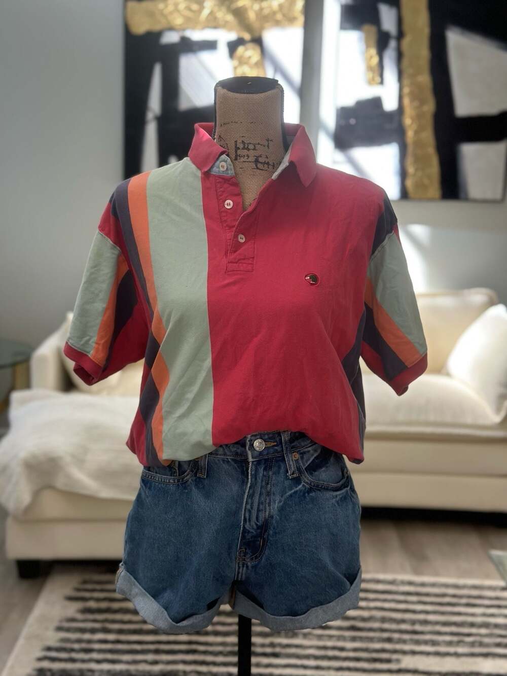Vintage Duck Head Striped Polo Shirt Size Large